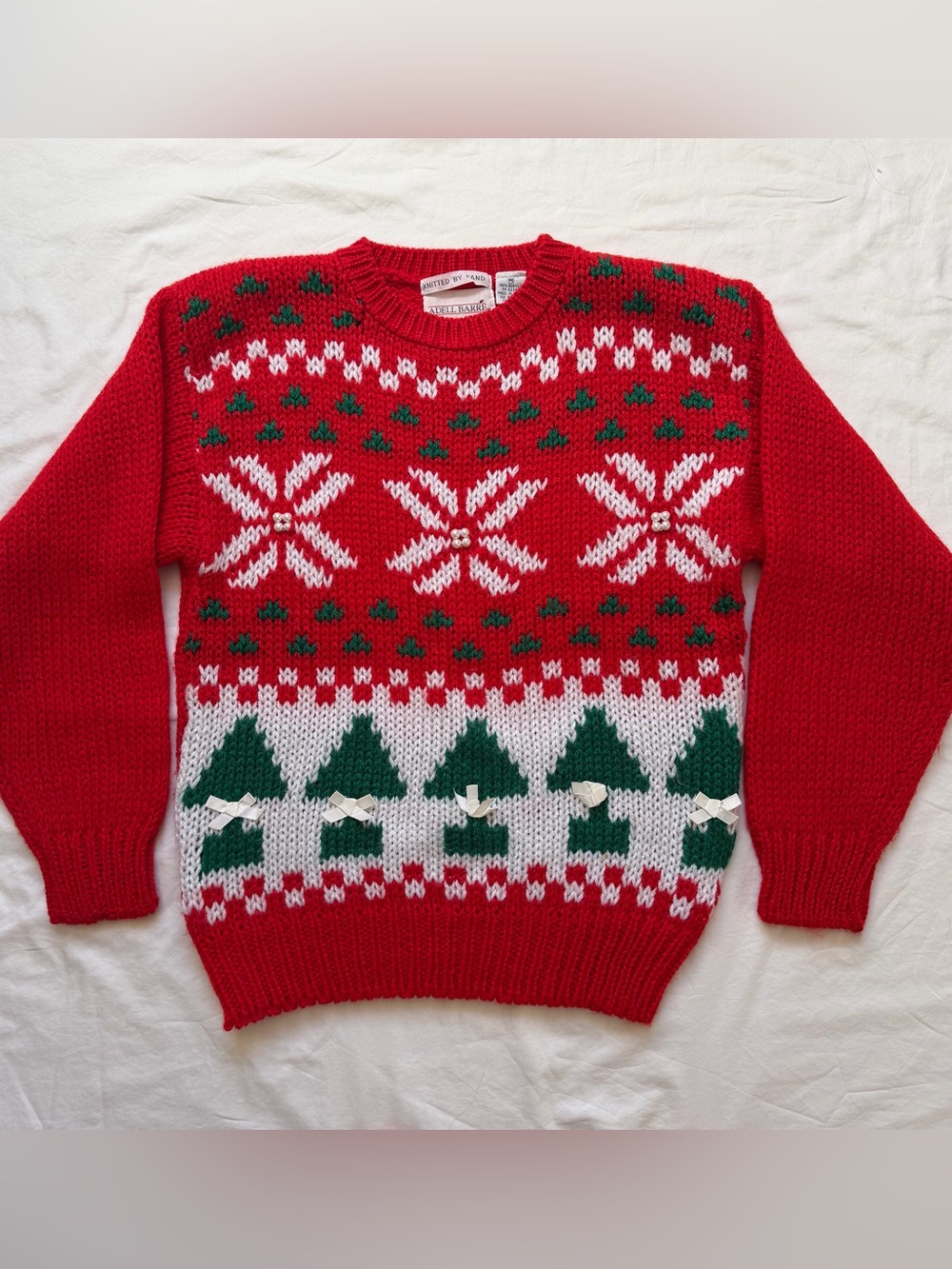 Adell Barre Vintage Hand Knit Fair Isle Christmas Sweater